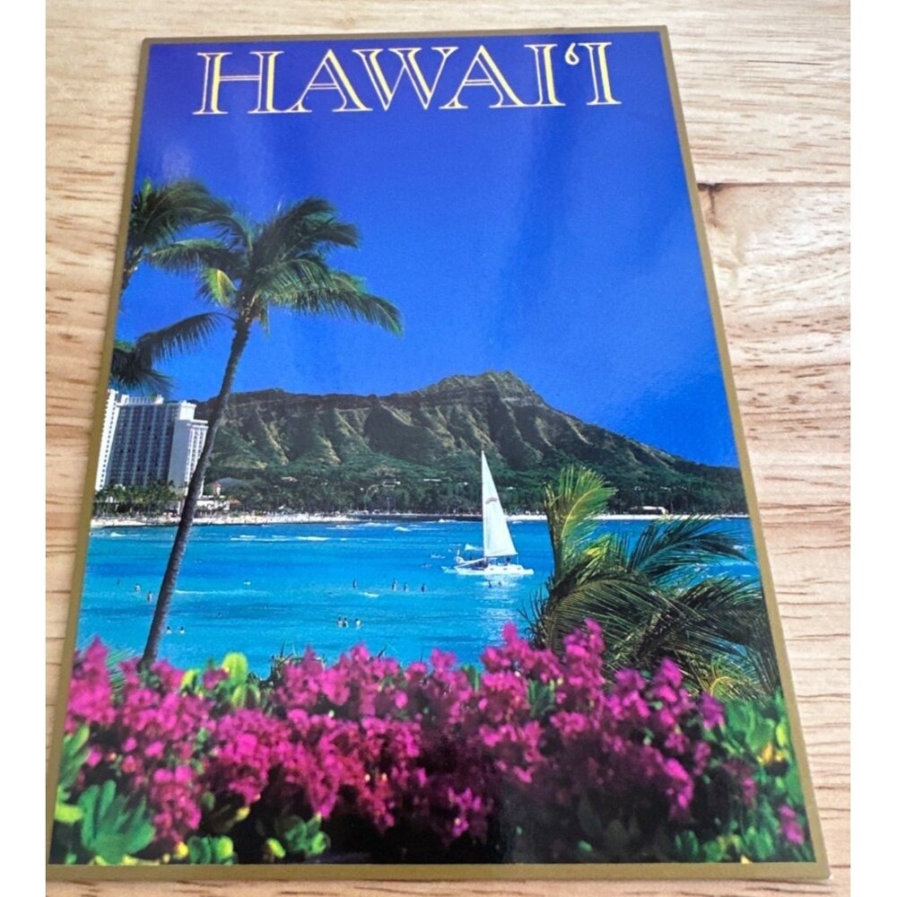 Vintage Hawaii Postcard : Featuring Diamond Head & Waikiki Beach Sku 0324